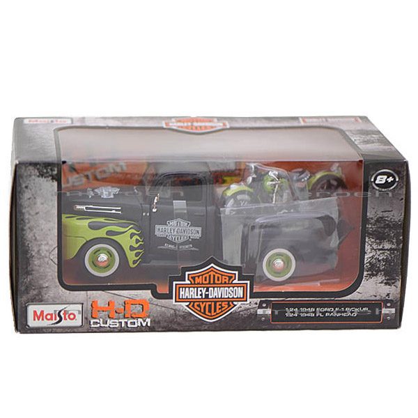ماکت وانت Maisto مدل Ford F1 Pickup و موتورسیکلت Panhead