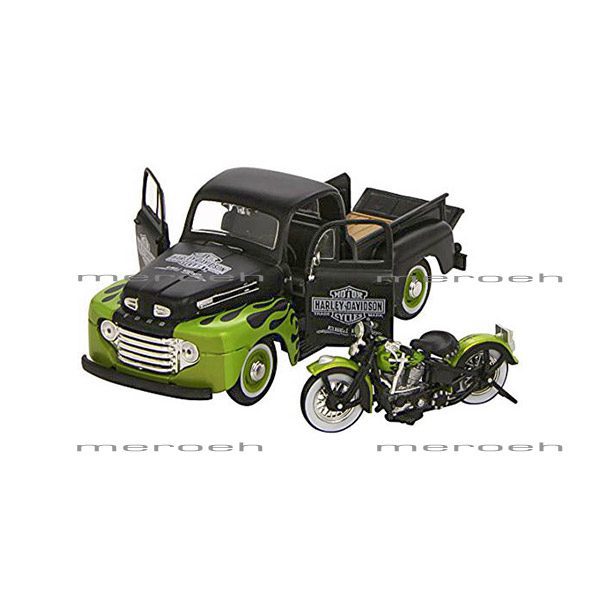ماکت وانت Maisto مدل Ford F1 Pickup و موتورسیکلت Panhead