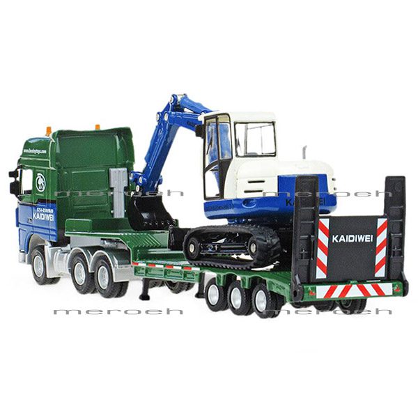 ماکت تریلی حمل بیل مکانیکی  KDW مدل Low Loader with Excavator